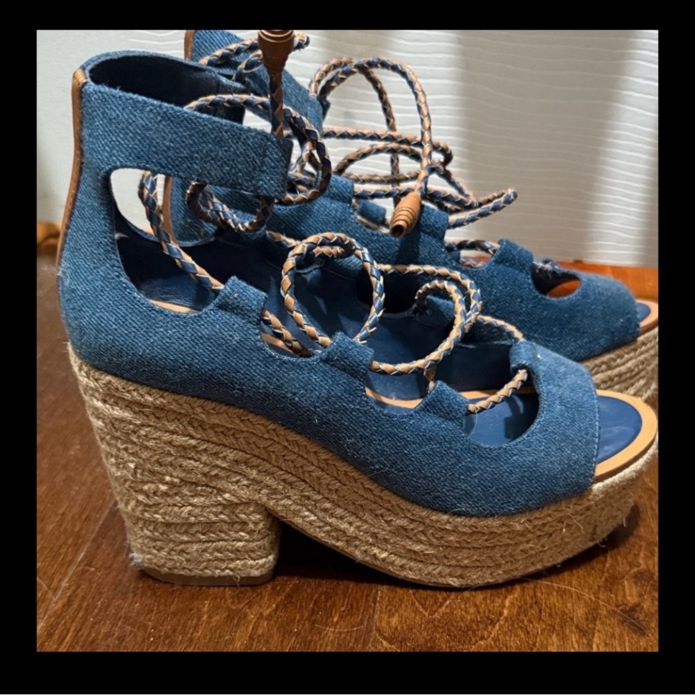 Stylish Denim Lace-Up Sandals